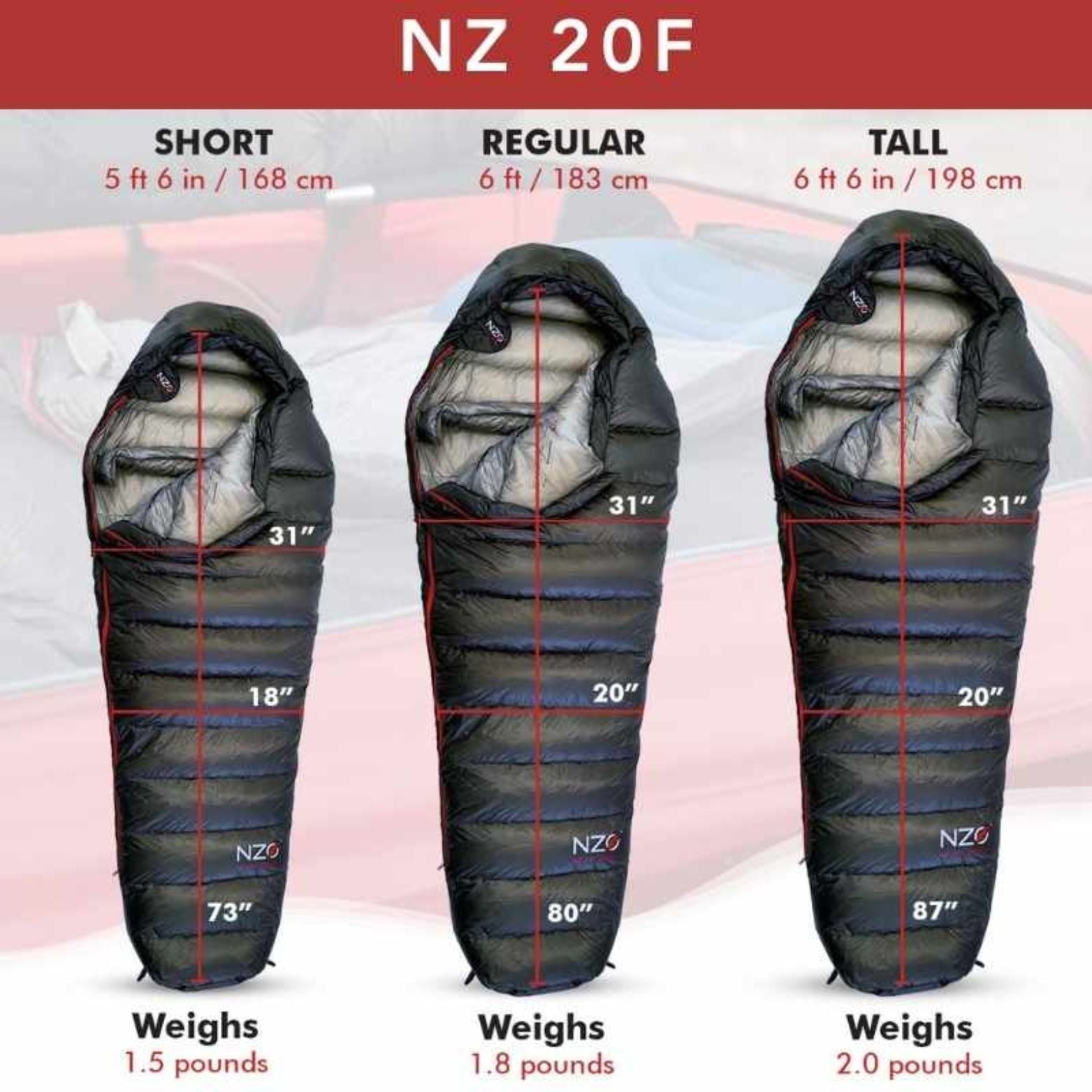 20 °F NZ Mummy Sleeping Bag – Ultralight Backpacking Down Bag