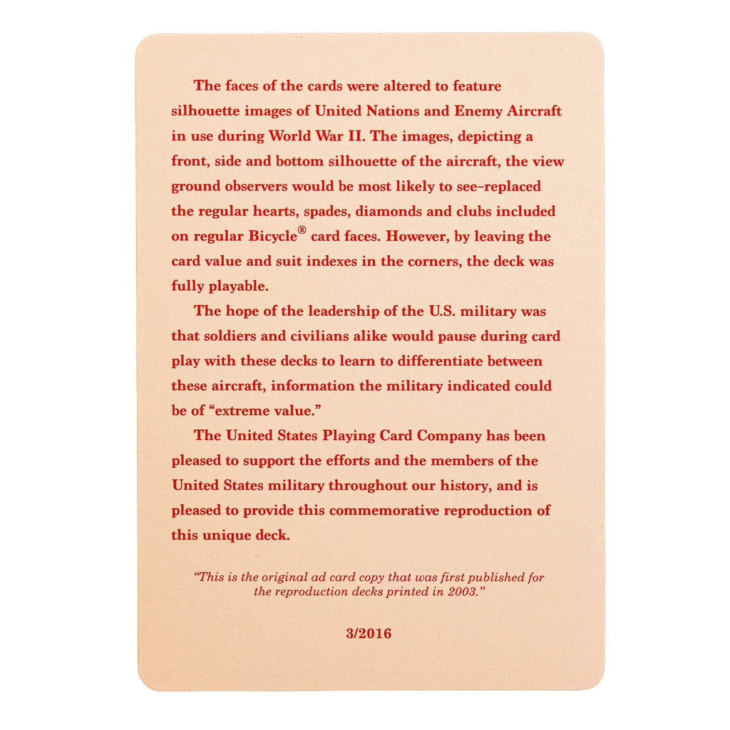 Bicycle WWII Spotter Playing Cards