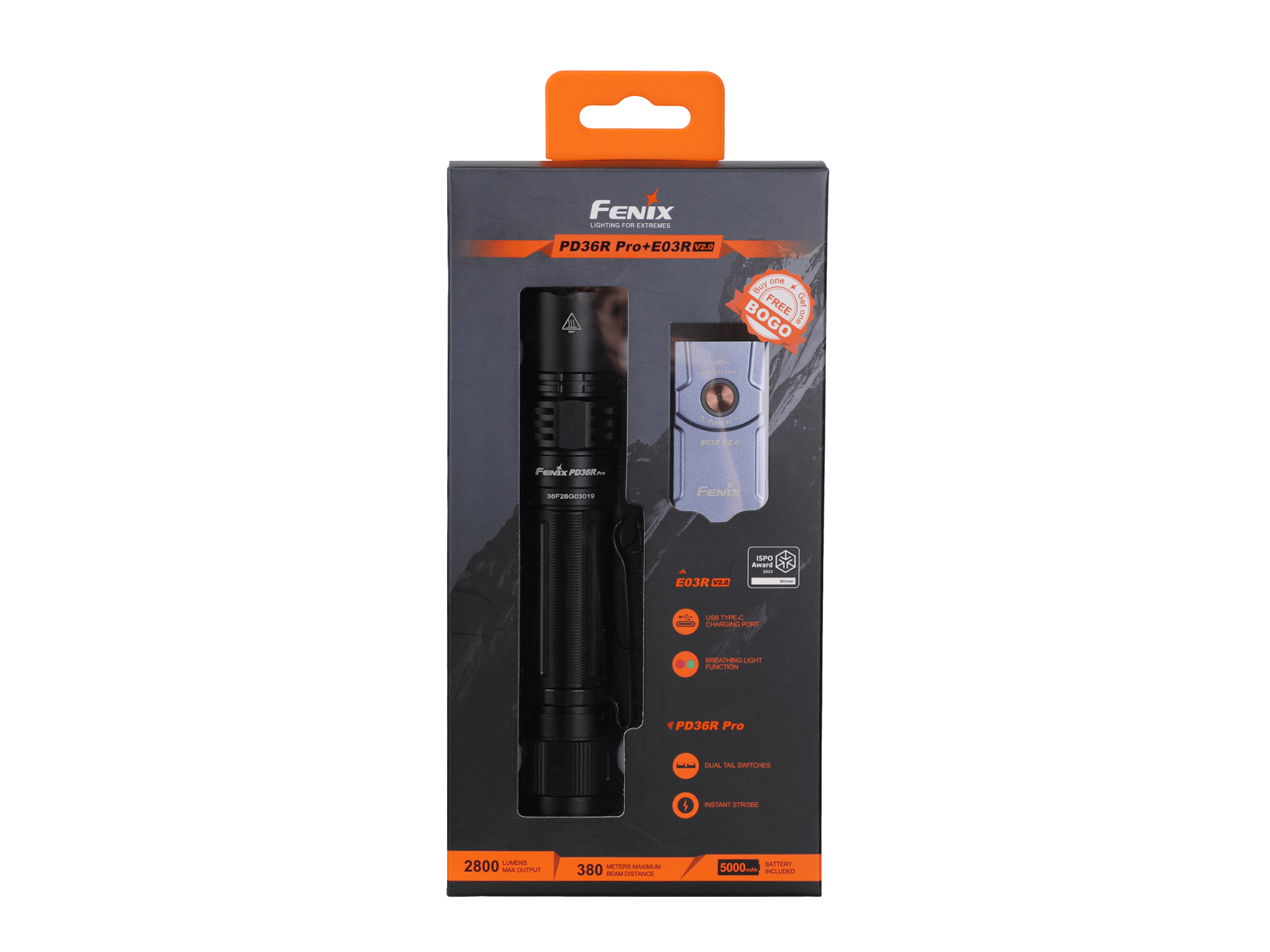 Fenix PD36R Pro 2800 Lumen Flashlight + FREE E03R V2 Keychain Light