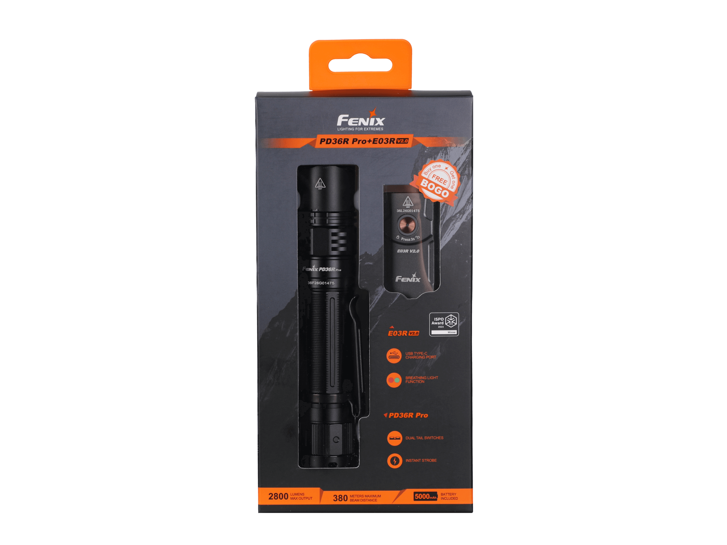 Fenix PD36R Pro 2800 Lumen Flashlight + FREE E03R V2 Keychain Light