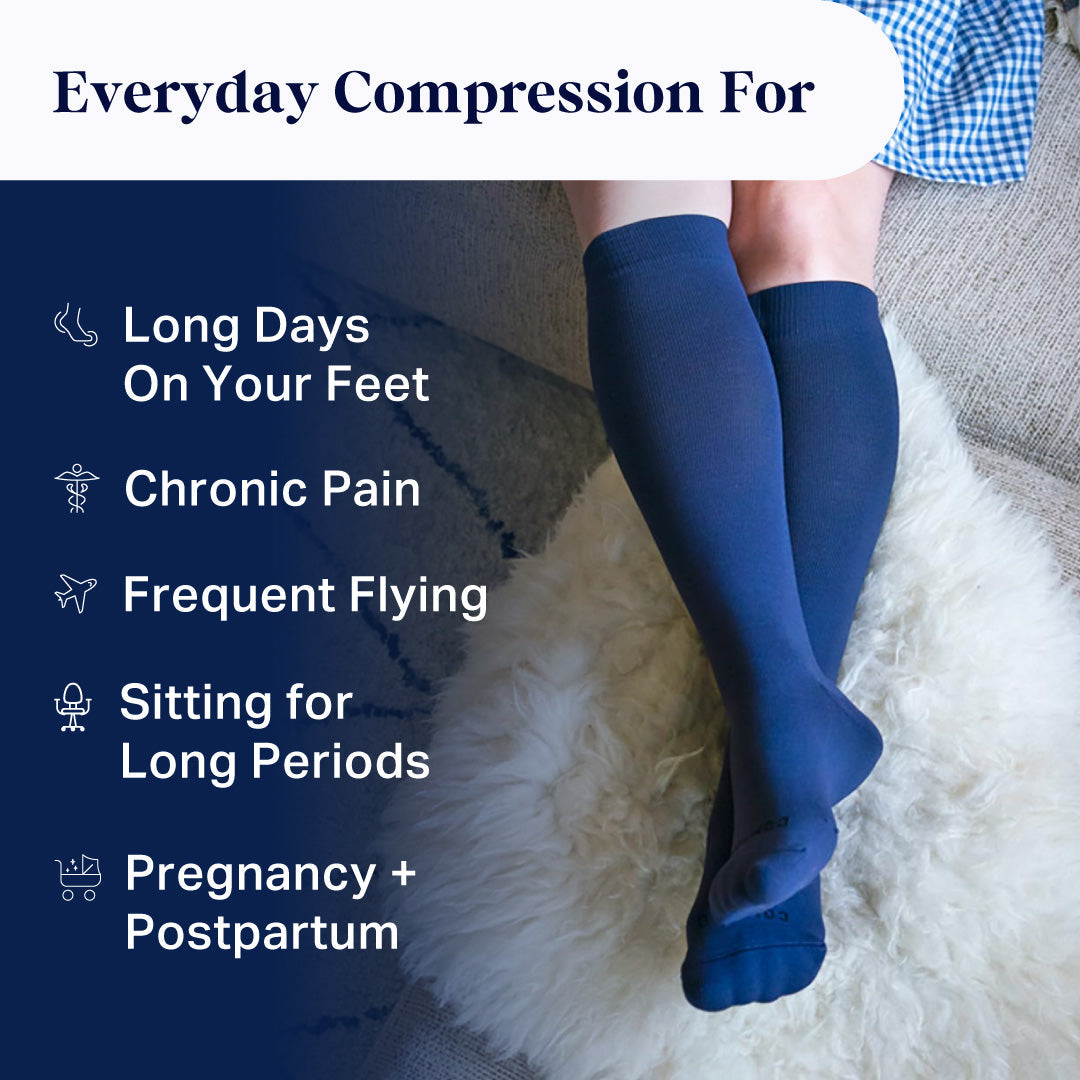 Knee-High Compression Socks – Solid Navy