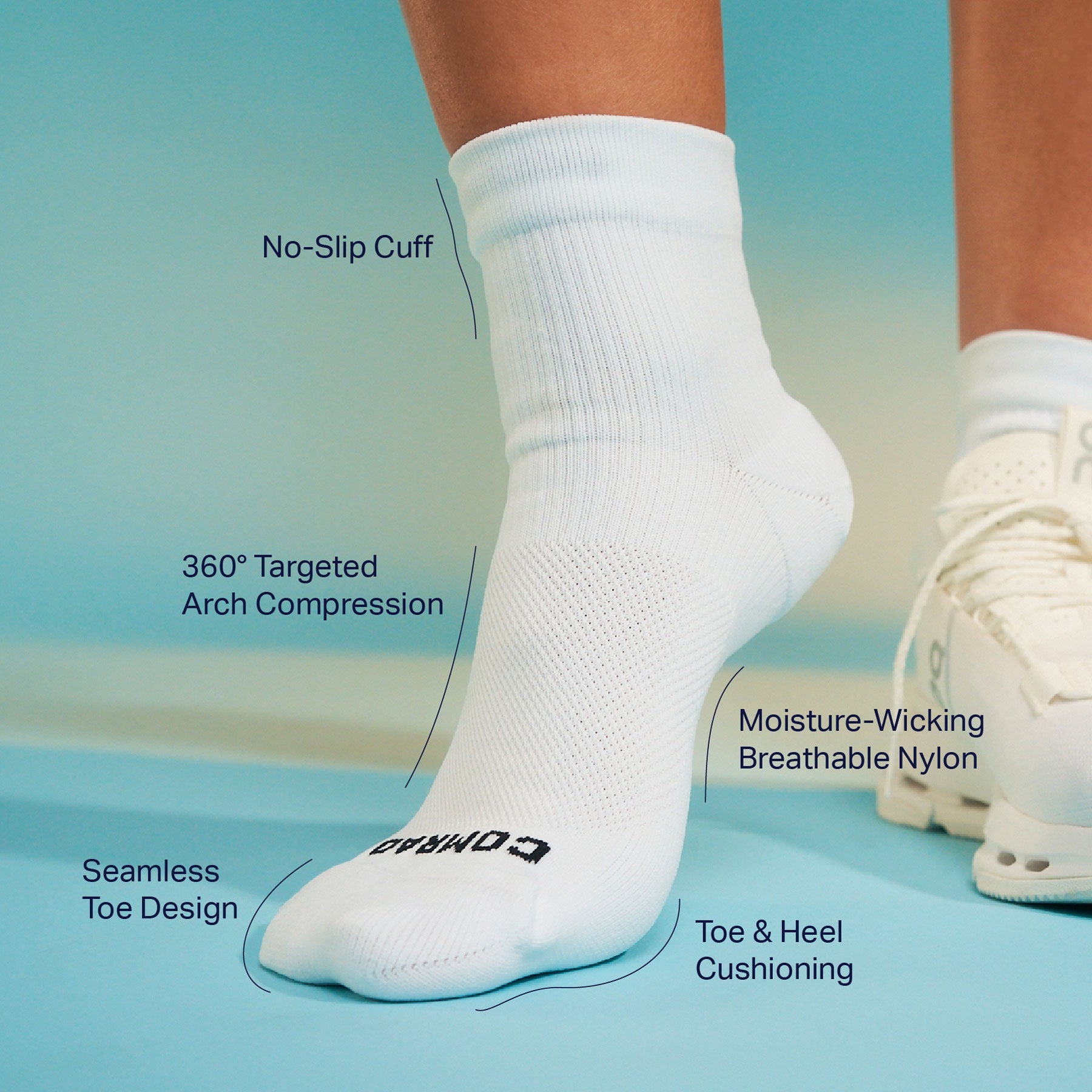 Quarter Ankle Compression Socks – White