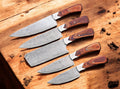 Handmade Damascus Kitchen Knives Set – Exotic Wood Handles